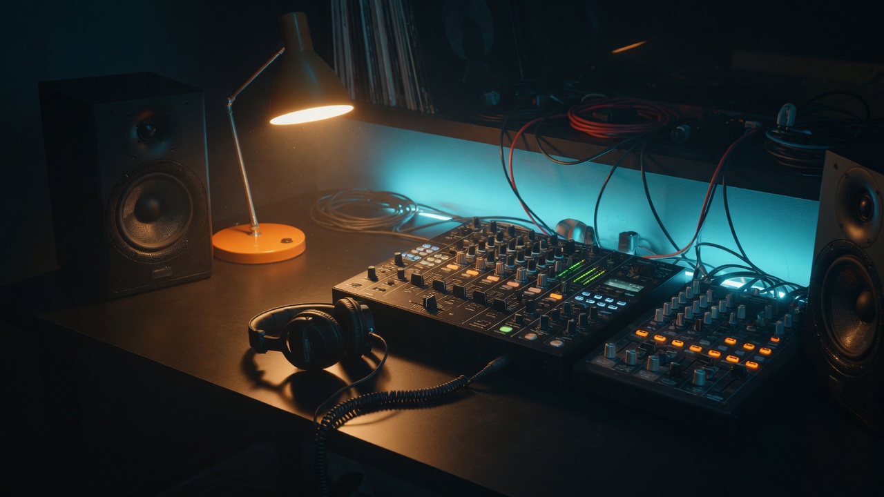 Studio desk with decks